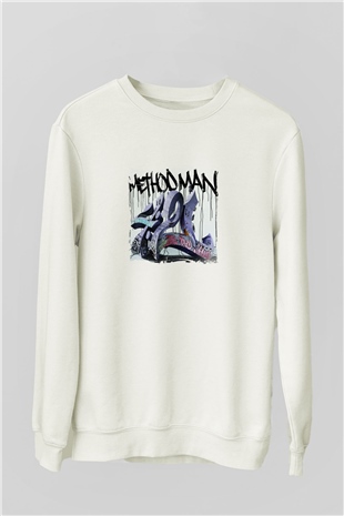 Method Man Baskılı Unisex Beyaz Sweatshirt