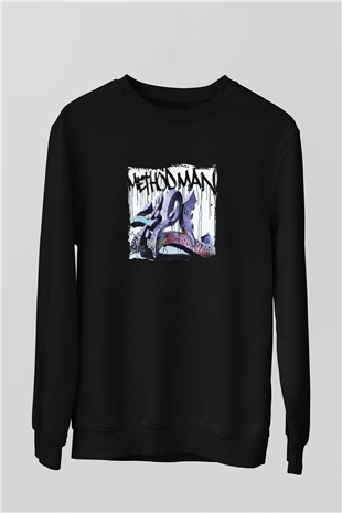 Method Man Baskılı Unisex Siyah Sweatshirt