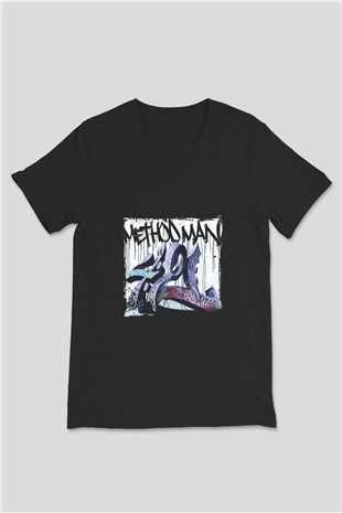 Method Man Baskılı Unisex Siyah V Yaka Tişört