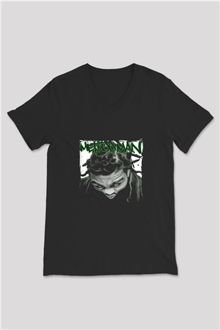 Method Man Baskılı Unisex Siyah V Yaka Tişört
