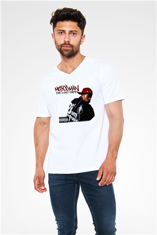 Method Man Beyaz Unisex V Yaka Tişört T-Shirt