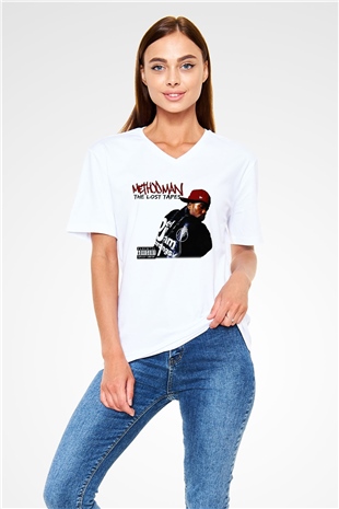 Method Man Beyaz Unisex V Yaka Tişört T-Shirt
