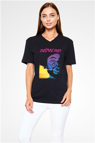 Method Man Siyah Unisex V Yaka Tişört T-Shirt