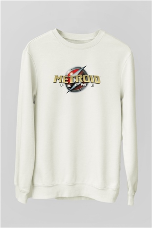 Metroid Prime Beyaz Unisex Sweatshirt