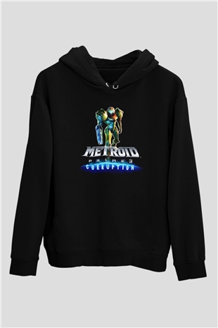 Metroid Prime Siyah Unisex Hoodie