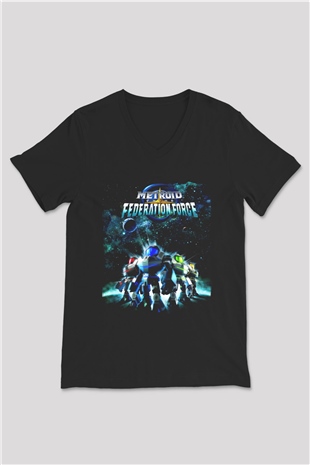 Metroid Prime Siyah Unisex V Yaka Tişört