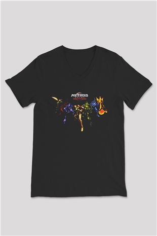 Metroid Prime Siyah Unisex V Yaka Tişört