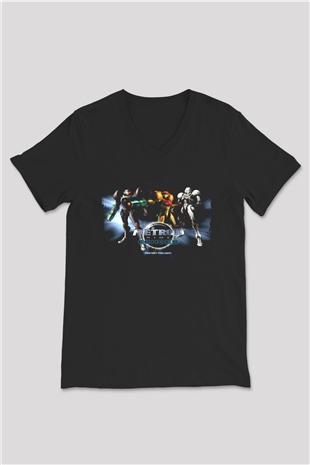 Metroid Prime Siyah Unisex V Yaka Tişört
