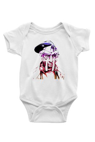Mf Doom Baskılı Beyaz Unisex Bebek Body - Zıbın