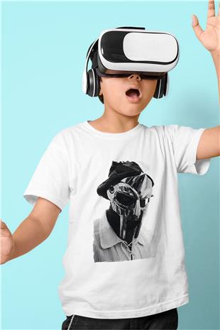 Mf Doom Baskılı Beyaz Unisex Beyaz Çocuk Tişört - Tshirt