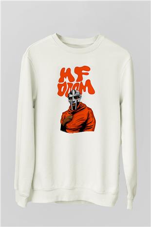 Mf Doom Baskılı Beyaz Unisex Sweatshirt