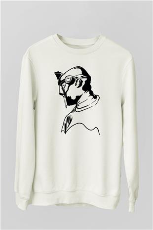 Mf Doom Baskılı Beyaz Unisex Sweatshirt