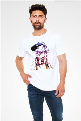 Mf Doom Baskılı Unisex Beyaz Tişört - Tshirt