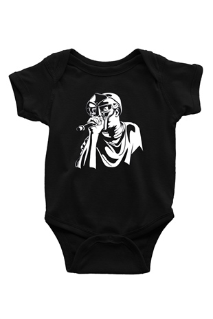 Mf Doom Baskılı Unisex Siyah Bebek Body - Zıbın