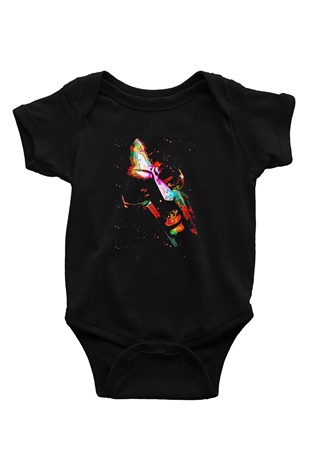 Mf Doom Baskılı Unisex Siyah Bebek Body - Zıbın