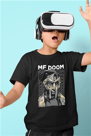 Mf Doom Baskılı Unisex Siyah Çocuk Tişört - Tshirt