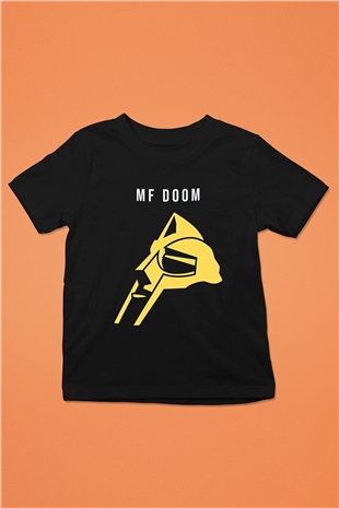 Mf Doom Baskılı Unisex Siyah Çocuk Tişört - Tshirt