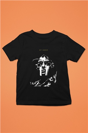 Mf Doom Baskılı Unisex Siyah Çocuk Tişört - Tshirt
