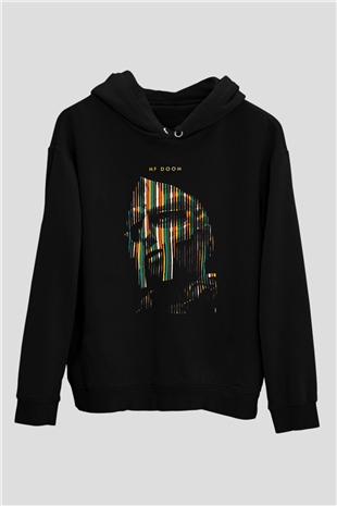 Mf Doom Baskılı Unisex Siyah Hoodie