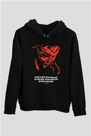 Mf Doom Baskılı Unisex Siyah Hoodie