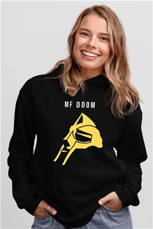 Mf Doom Baskılı Unisex Siyah Hoodie