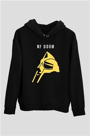 Mf Doom Baskılı Unisex Siyah Hoodie