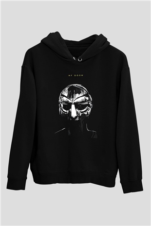 Mf Doom Baskılı Unisex Siyah Hoodie