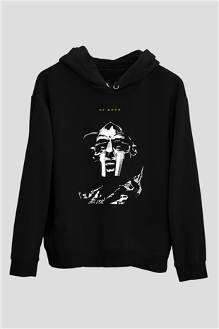 Mf Doom Baskılı Unisex Siyah Hoodie