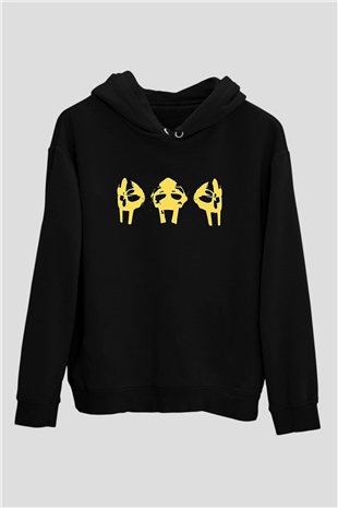 Mf Doom Baskılı Unisex Siyah Hoodie