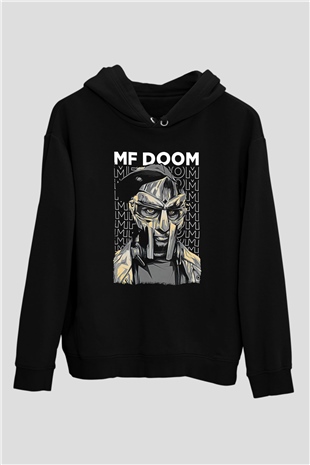 Mf Doom Baskılı Unisex Siyah Hoodie
