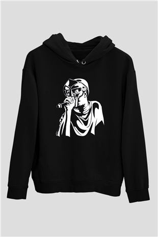 Mf Doom Baskılı Unisex Siyah Hoodie