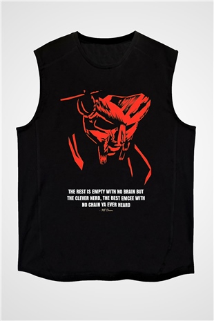 Mf Doom Baskılı Unisex Siyah Kolsuz Tişört - Tshirt