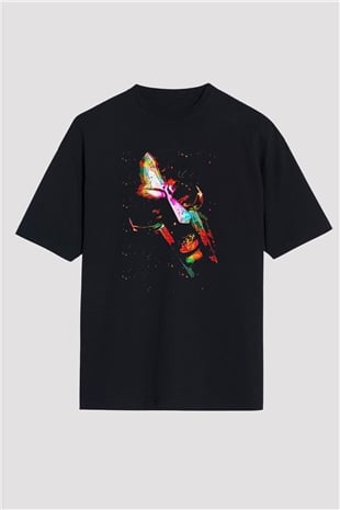 Mf Doom Baskılı Unisex Siyah Oversize Tişört - Tshirt