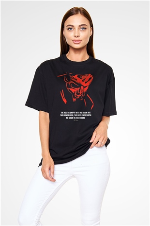 Mf Doom Baskılı Unisex Siyah Oversize Tişört - Tshirt