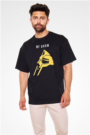 Mf Doom Baskılı Unisex Siyah Oversize Tişört - Tshirt