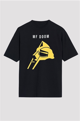 Mf Doom Baskılı Unisex Siyah Oversize Tişört - Tshirt