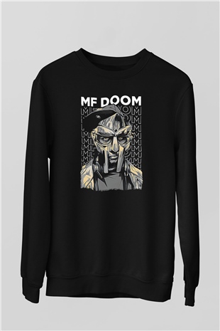 Mf Doom Baskılı Unisex Siyah Sweatshirt