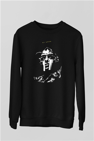 Mf Doom Baskılı Unisex Siyah Sweatshirt