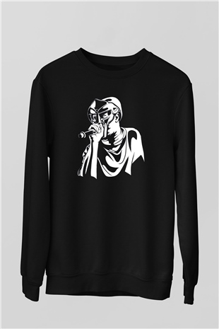 Mf Doom Baskılı Unisex Siyah Sweatshirt