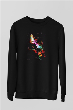 Mf Doom Baskılı Unisex Siyah Sweatshirt