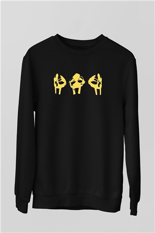 Mf Doom Baskılı Unisex Siyah Sweatshirt