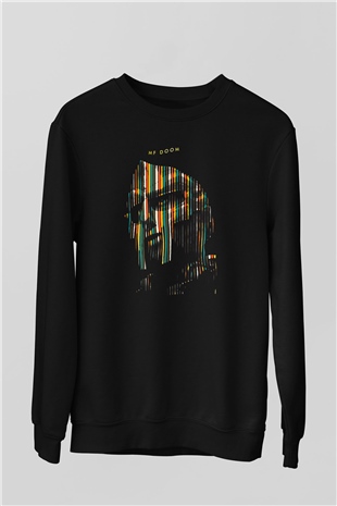 Mf Doom Baskılı Unisex Siyah Sweatshirt