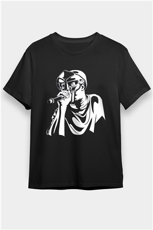 Mf Doom Baskılı Unisex Siyah Tişört - Tshirt