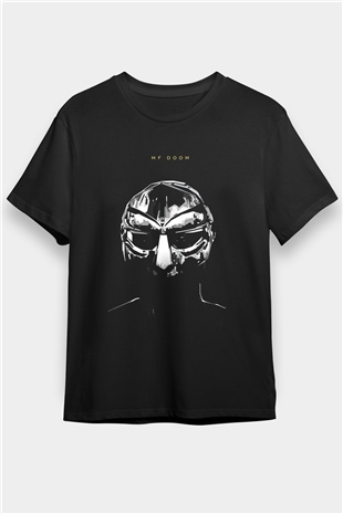 Mf Doom Baskılı Unisex Siyah Tişört - Tshirt
