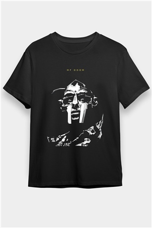 Mf Doom Baskılı Unisex Siyah Tişört - Tshirt