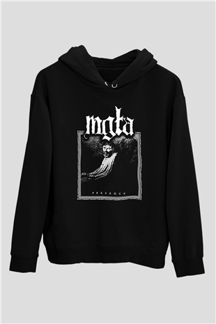 Mgla Baskılı Unisex Siyah Kapüşonlu Sweatshirt