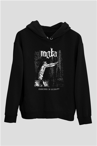 Mgla Baskılı Unisex Siyah Kapüşonlu Sweatshirt