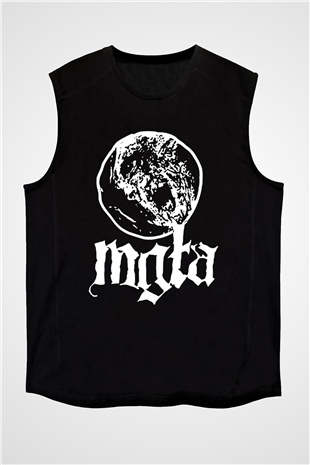 Mgla Baskılı Unisex Siyah Kolsuz Tişört - Tshirt