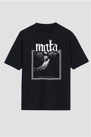 Mgla Baskılı Unisex Siyah Oversize Tişört - Tshirt