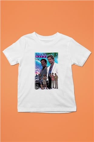 Miami Vice Baskılı Beyaz Unisex Çocuk Tişört